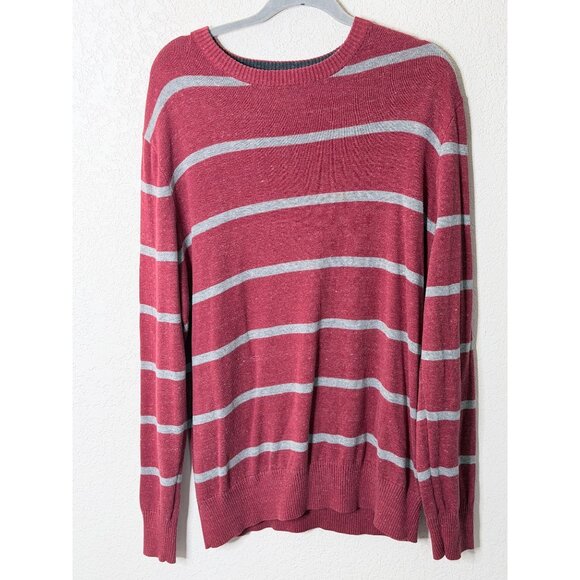 Urban Pipeline Cotton Blend Sweater Mens XL Red & Gray Striped Long Sleeve Pullo - Picture 1 of 8